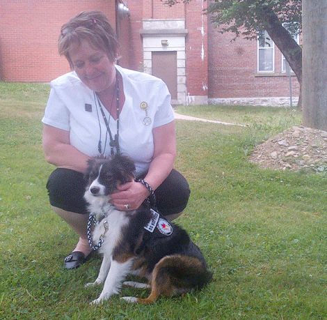Miki and Beverly on the grounds of the Waterford Hospital.